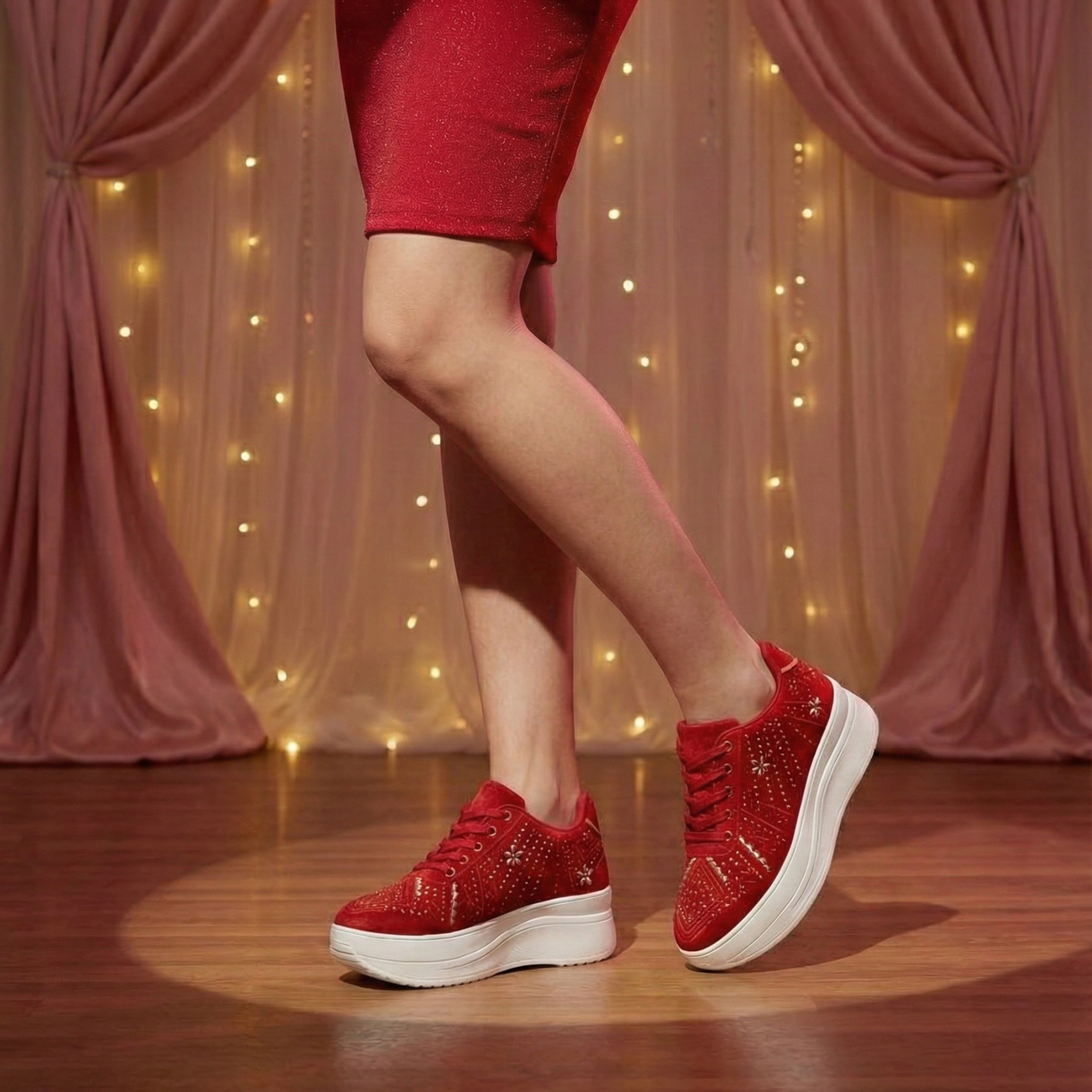 Haute Zovereign Women Red Party & Wedding Bridal Shoes | Luxury Bridal Sneakers
