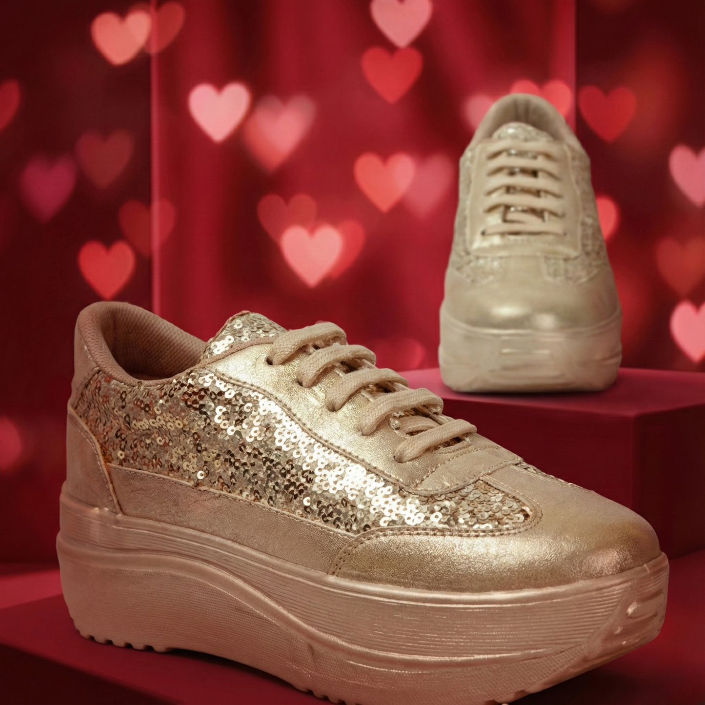 Haute Zovereign Women Gold Glitter & Sequin Party & Wedding Bridal Shoes