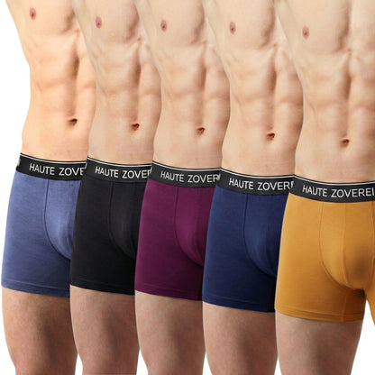 Haute Zovereign Men’s Cotton Trunk - Pack of 5 (Navy Blue, Black, Brown,Burgundy & Grey)