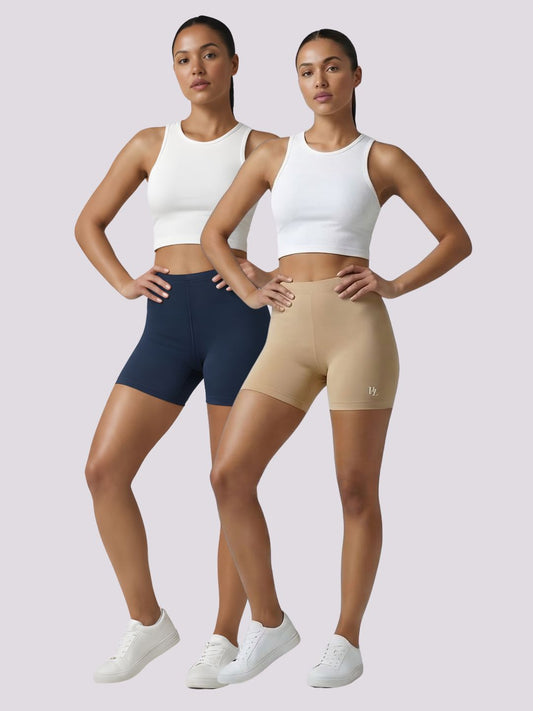 Cotton Boyshort Underwear for Women 2 Pack – Soft & Breathable (Navy Blue, Skin) | Haute Zovereign