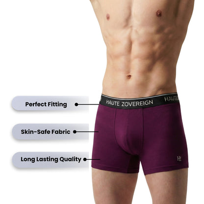 Haute Zovereign Burgundy Men’s Cotton Trunk - Soft Cotton Daily Wear