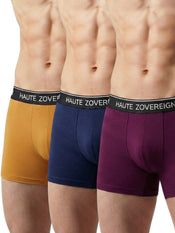 Haute Zovereign Men’s Cotton Trunk - Pack of 3 (Brown, Burgundy & Navy Blue)