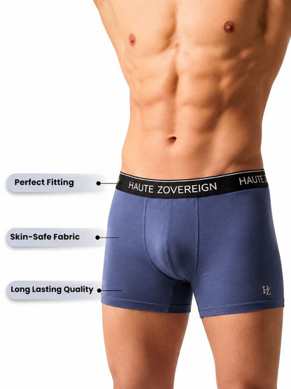 Haute Zovereign Men’s Cotton Trunk - Pack of 3 (Burgundy, Grey & Navy Blue)