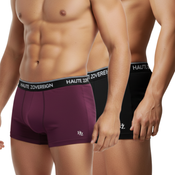 Haute Zovereign Men’s Cotton Trunk - Pack of 2 (Burgundy & Black)
