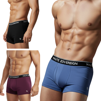 Haute Zovereign Men’s Cotton Trunk - Pack of 3 (Black, Burgundy & Grey)