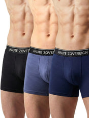 Haute Zovereign Men’s Cotton Trunk - Pack of 3 (Grey, Black & Navy Blue)