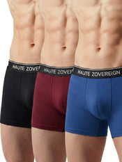 Men’s Modal (Viscose) Trunk - Pack of 3 | Black + Dark Maroon + Navy Blue | Haute Zovereign