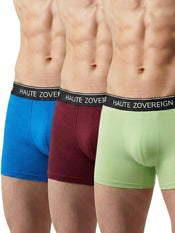 Men’s Modal (Viscose) Trunk - Pack of 3 | Pista Green + Turquoise Blue + Dark Maroon | Haute Zovereign
