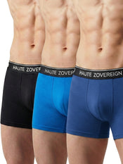 Men’s Modal (Viscose) Trunk - Pack of 3 | Navy Blue + Turquoise Blue + Black | Haute Zovereign
