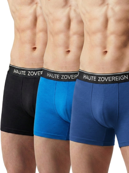 Men’s Modal (Viscose) Trunk - Pack of 3 | Navy Blue + Turquoise Blue + Black | Haute Zovereign