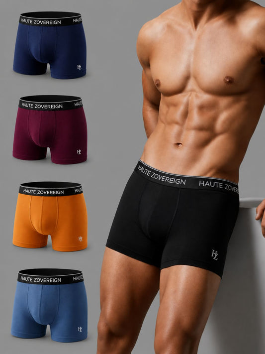 Haute Zovereign Men’s Cotton Trunk - Pack of 5 (Navy Blue, Black, Brown,Burgundy & Grey)
