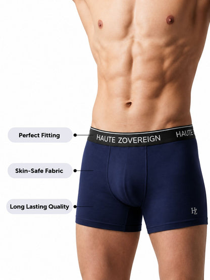 Haute Zovereign Men’s Cotton Trunk - Pack of 3 (Brown, Navy Blue & Burgundy)