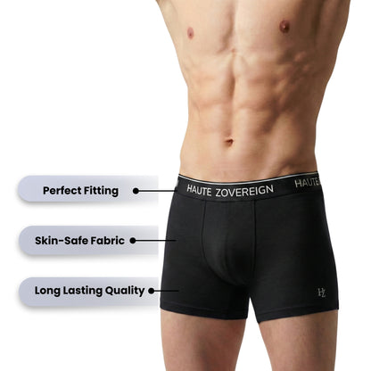 Haute Zovereign Black Men’s Cotton Trunk - Soft & Breathable Daily Wear