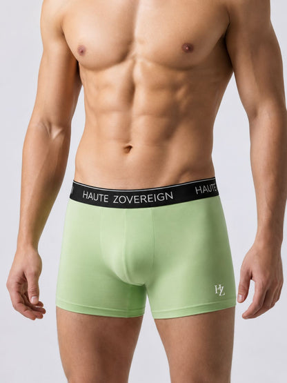 Men’s Modal (Viscose) Trunk - Pack of 3 | Pista Green + Dark Maroon + Turquoise Blue | Haute Zovereign