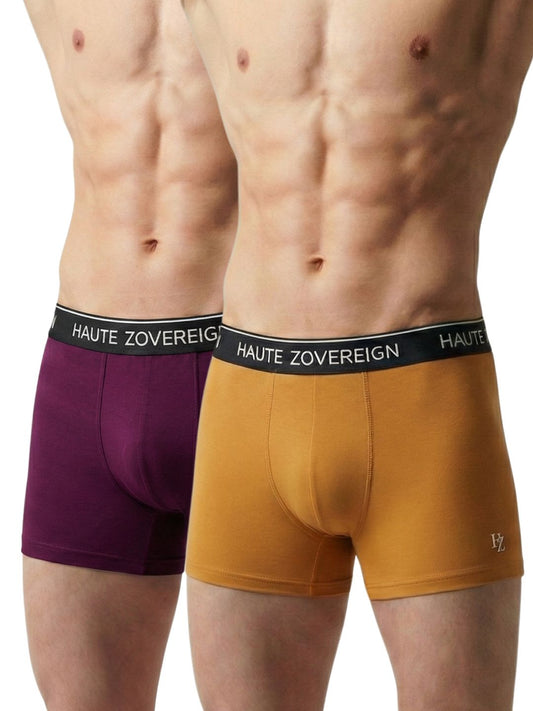 Haute Zovereign Men’s Cotton Trunk - Pack of 2 (Burgundy & Brown)