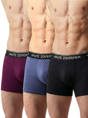 Haute Zovereign Men’s Cotton Trunk - Pack of 3 (Burgundy, Grey & Black)