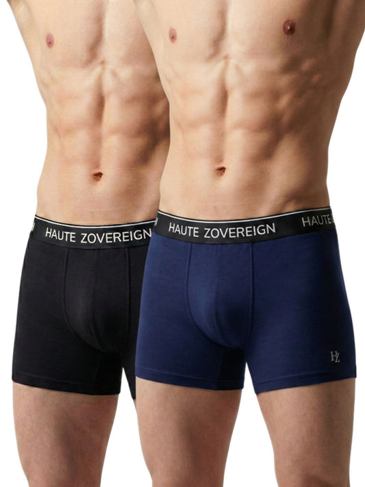Haute Zovereign Men’s Cotton Trunk - Pack of 2 (Black & Navy Blue)