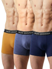 Haute Zovereign Men’s Cotton Trunk – Pack of 3 (Brown, Grey & Navy Blue)