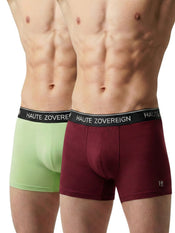 Men’s Modal (Viscose) Trunk - Pack of 2 | Pista Green + Dark Maroon | Haute Zovereign