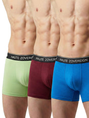 Men’s Modal (Viscose) Trunk - Pack of 3 | Pista Green + Dark Maroon + Turquoise Blue | Haute Zovereign