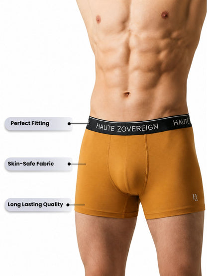 Haute Zovereign Men’s Cotton Trunk - Pack of 3 (Black, Brown & Navy Blue)