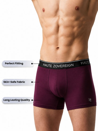 Haute Zovereign Burgundy Men’s Cotton Trunk - Soft Cotton Daily Wear
