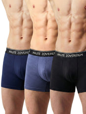 Haute Zovereign Men’s Cotton Trunk - Pack of 3 (Navy Blue, Grey & Black)