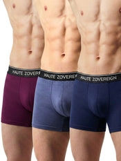 Haute Zovereign Men’s Cotton Trunk - Pack of 3 (Burgundy, Grey & Navy Blue)
