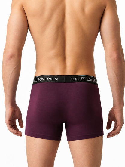 Haute Zovereign Men’s Cotton Trunk - Pack of 3 (Burgundy, Grey & Navy Blue)