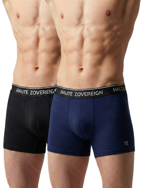 Haute Zovereign Men’s Cotton Trunk - Pack of 2 (Black & Navy Blue)