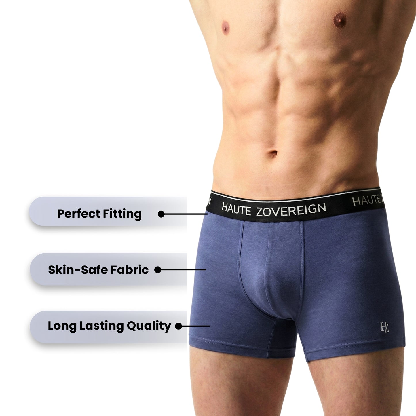 Haute Zovereign Grey Men’s Cotton Trunk - Breathable Everyday Innerwear