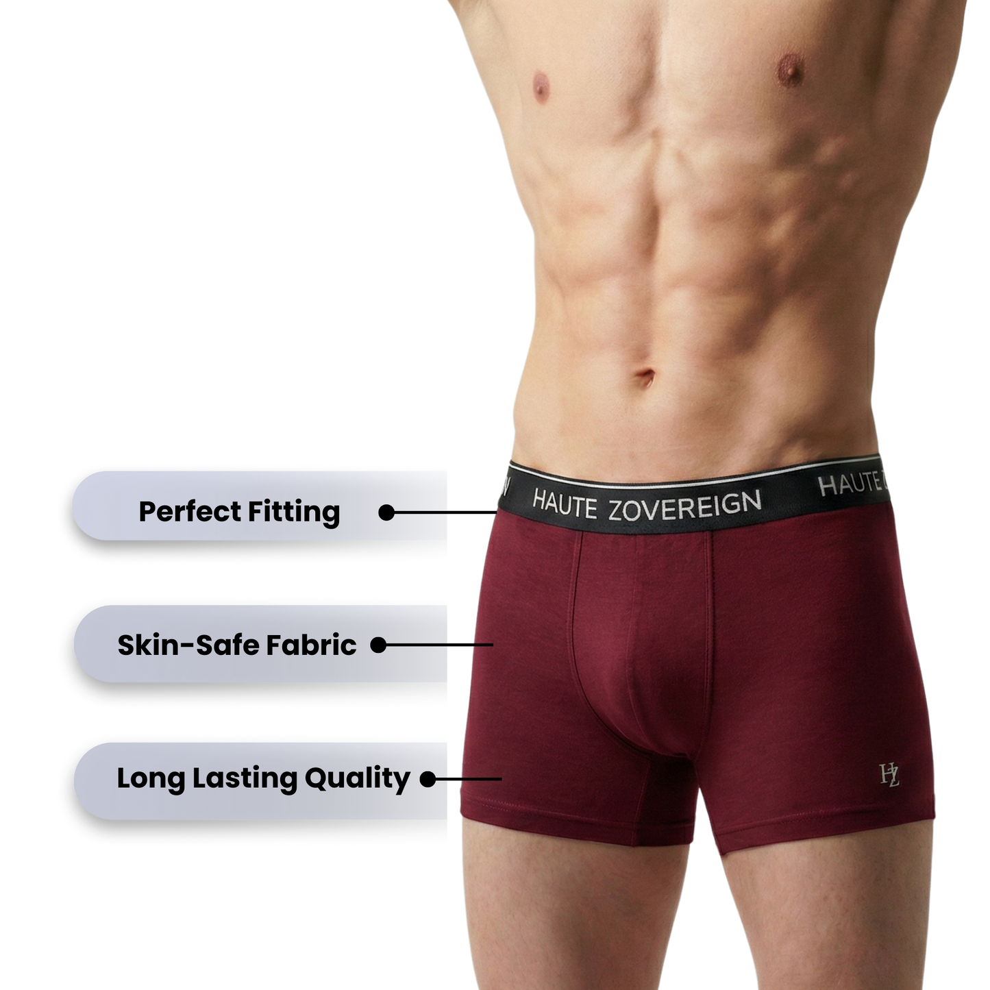Men’s Modal (Viscose) Trunk – Dark Maroon | Breathable Underwear | Haute Zovereign