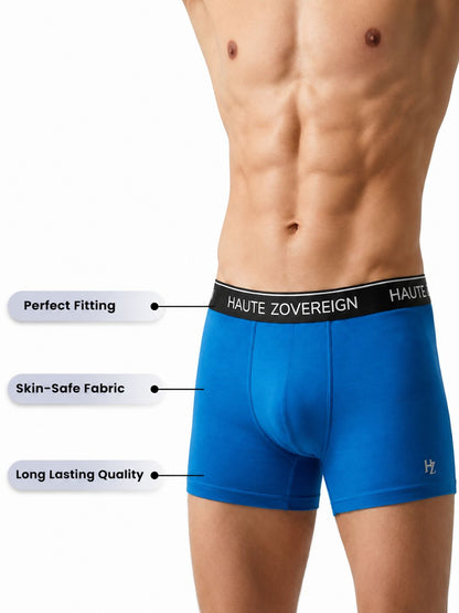 Men’s Modal (Viscose) Trunk - Pack of 2 | Black + Turquoise Blue | Haute Zovereign
