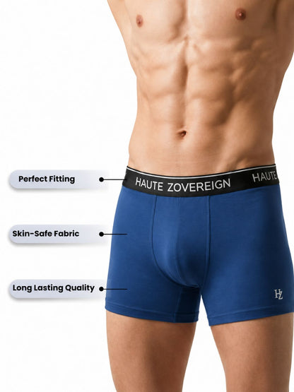 Men’s Modal (Viscose) Trunk - Pack of 2 | Black + Navy Blue | Haute Zovereign