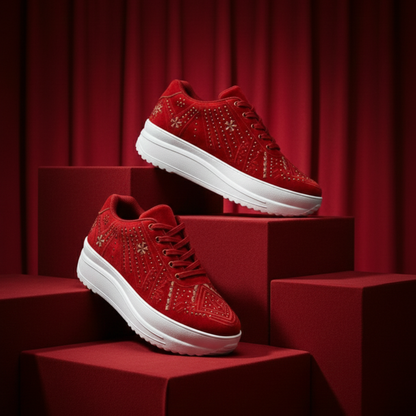Haute Zovereign Women Red Party & Wedding Bridal Shoes | Luxury Bridal Sneakers