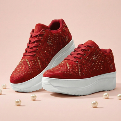 Haute Zovereign Women Red Party & Wedding Bridal Shoes | Luxury Bridal Sneakers