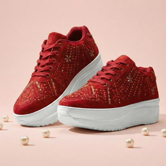 Haute Zovereign Women Red Party & Wedding Bridal Shoes | Luxury Bridal Sneakers