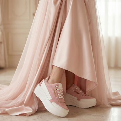 Haute Zovereign Women White & Pink Casual Shoes | Everyday Comfort Sneakers