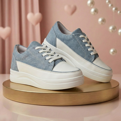 Haute Zovereign Women White & Denim Casual Shoes | Everyday Comfort Sneakers
