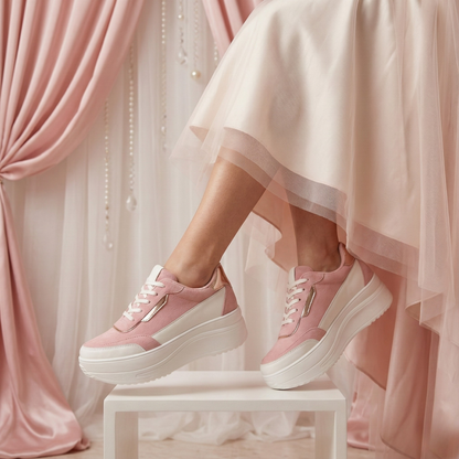 Haute Zovereign Women White & Pink Casual Shoes | Everyday Comfort Sneakers
