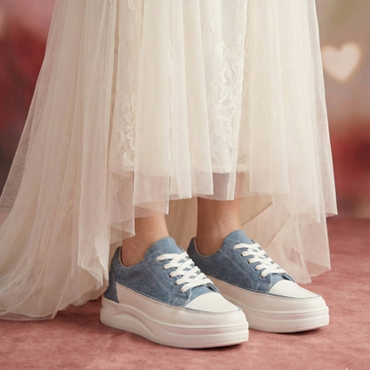 Haute Zovereign Women White & Denim Casual Shoes | Everyday Comfort Sneakers