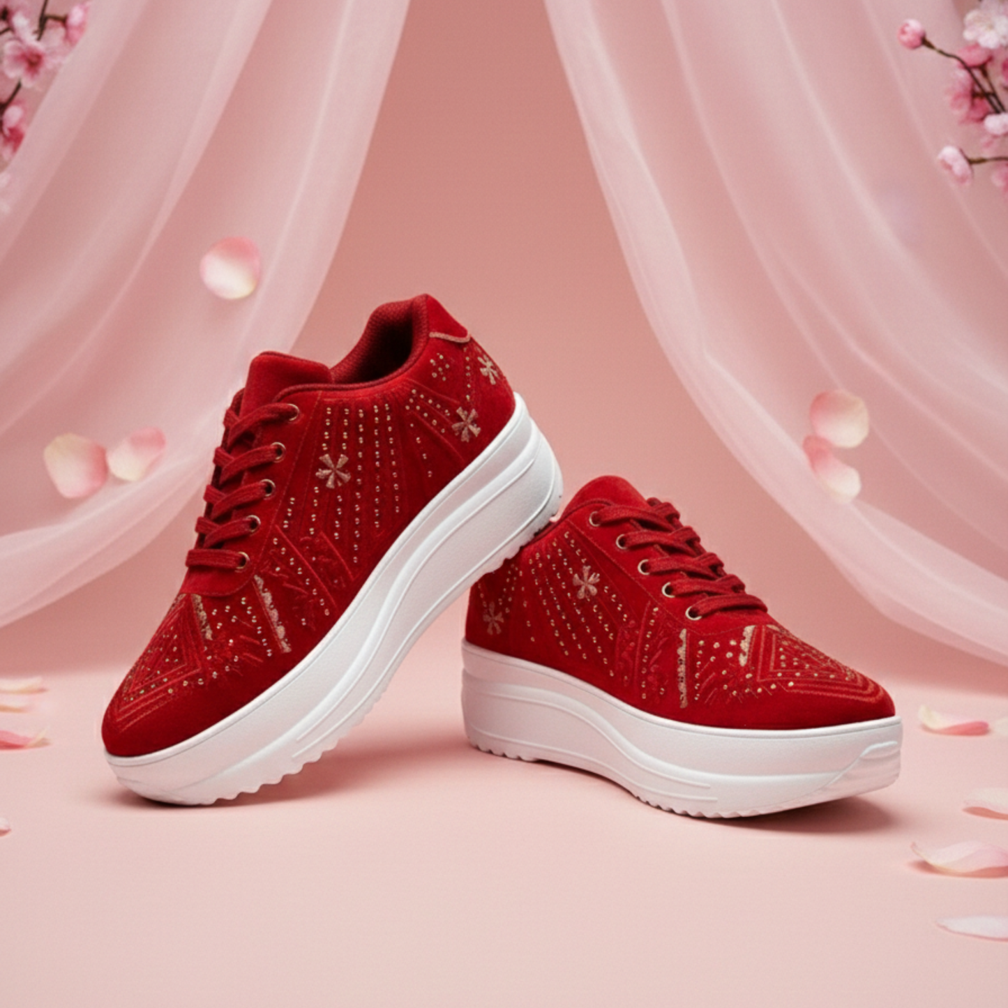 Haute Zovereign Women Red Party & Wedding Bridal Shoes | Luxury Bridal Sneakers
