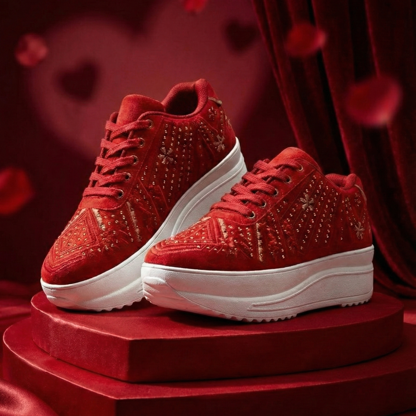 Haute Zovereign Women Red Party & Wedding Bridal Shoes | Luxury Bridal Sneakers