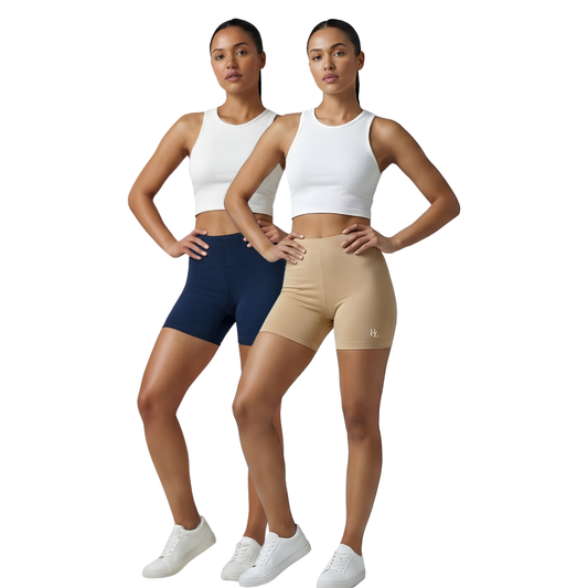 Women Cotton Boyshorts 2 Pack  Navy Blue & Skin

