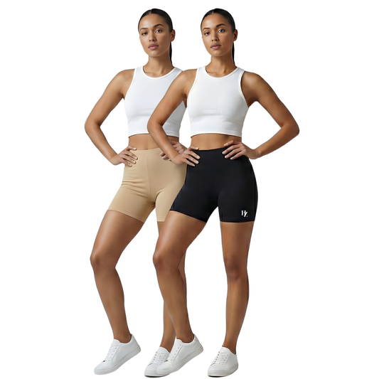 Women Cotton Boyshorts 2 Pack Skin & Black