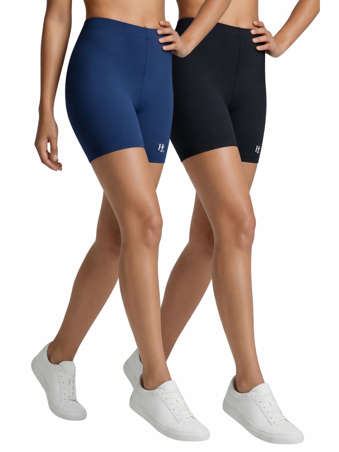 Women Cotton Boyshorts 2 Pack - Anti-Chafing & Full Coverage (Navy Blue, Black) | Haute Zovereign